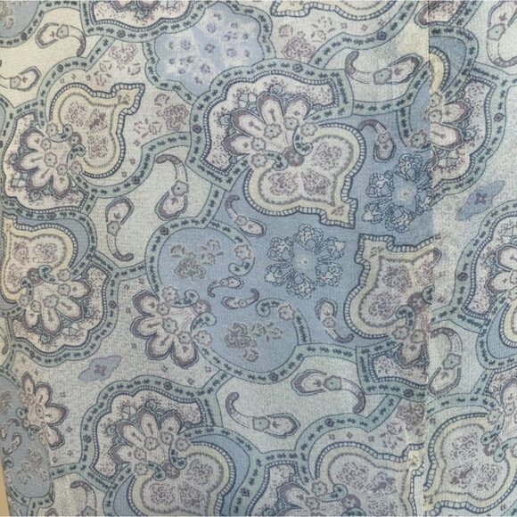 Vintage 90s Silk Blue Paisley Sheath Dress Lightweight Cocktail Mini Sleeveless - Picture 2 of 9